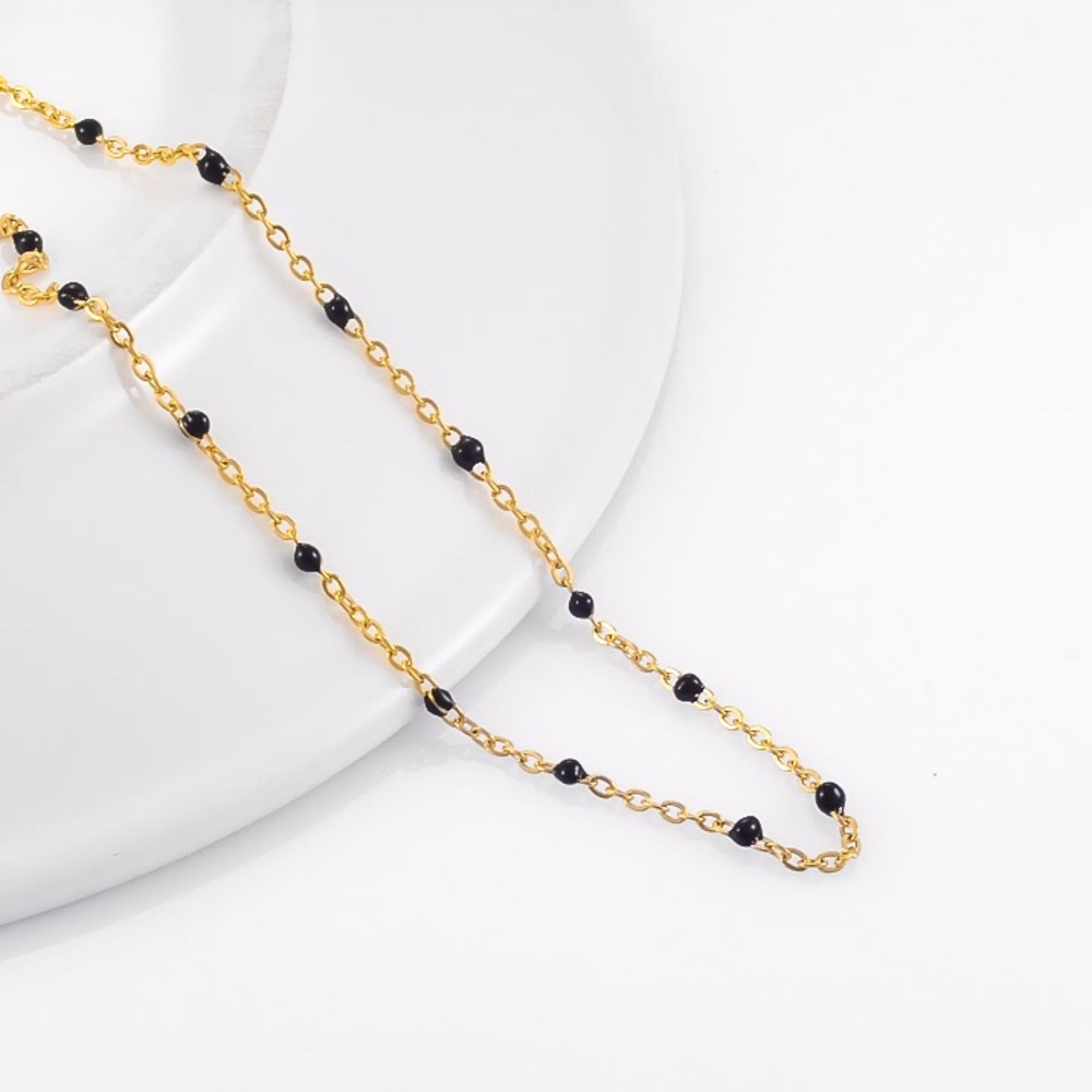 ⚜️[𝟯𝟬%𝗢𝗙𝗙|𝗯𝘂𝗻𝗱𝗹𝗲𝘀 𝟯+]⚜️Black Beads Gold Ankle Bracelet NEW - Picture 2 of 8